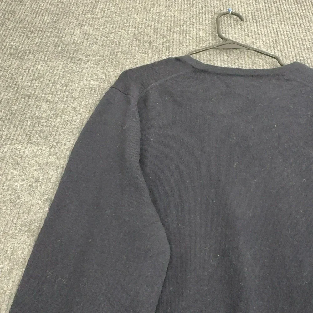 Brooks Brothers Sweater Mens M Navy Blue Merino‎ Wool V Neck Classic Preppy